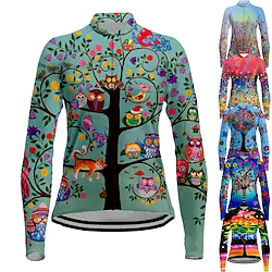 21Grams Women's Cycling Jersey Long Sleeve Bike Top with 3 Rear Pockets Mountain Bike MTB Road Bike Cycling Breathable Quick Dry Moisture Wicking Reflective Strips Black Green Purple Animal Floral Lightinthebox