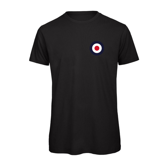 (Black, M) RAF Inspired Roundel Target Graphic 100% Organic Very High Quality T-shirt, Gift Boxed Perfect Christmas, Birthday Gift
