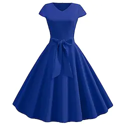 Audrey Hepburn Retro Vintage 1950s Wasp-Waisted Cocktail Dress Spring Summer Dress Tea Dress Women's Adults' Costume Vintage Cosplay Party Homecoming Daily Wear Short Sleeve Knee Length Fit Flare Lightinthebox