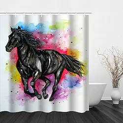 Running Horse Print Four Piece Shower Curtain Hook Modern Polyester Machined Waterproof Bathroom Lightinthebox