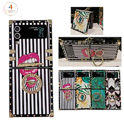 Phone Case For Samsung Galaxy Flip Z Flip 4 Z Flip 3 Ring Holder Flip Shockproof Geometric Pattern Marble PC Lightinthebox