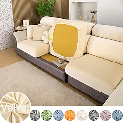 Elastic Superior Quality Golden Velvet Sofa Seat Cushion Covers for Living Room Cushion Chaise Longue Luxury Corner L Shape Furniture Sofa Slipcovers 9 Colors Lightinthebox