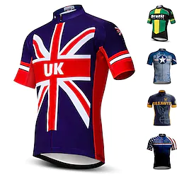 21Grams Men's Cycling Jersey Short Sleeve Bike Top with 3 Rear Pockets Mountain Bike MTB Road Bike Cycling Breathable Quick Dry Moisture Wicking Reflective Strips Green Dark Navy Dark Blue UK Lightinthebox