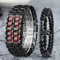 Men'S Digital Watch Digital Digital Classic Lcd Christmas Gifts Fashion Black Full Metal Digital Lava Wrist Watch Men Red LED Display Gifts for Male Boy Sport Creative Clock Lightinthebox