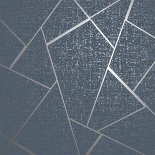 Fine Decor Quartz Fractal Navy Wallpaper FD42683