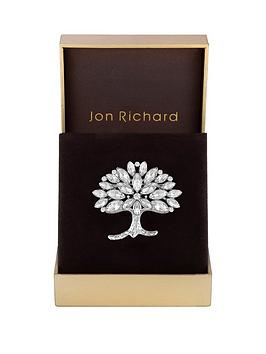 Jon Richard Rhodium Plated Crystal Cubic Zirconia Tree Of Love Brooch - Gift Boxed