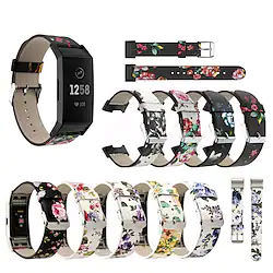 Genuine Leather Printed Strap For Fitbit Charge 4 Watch Accessories Bracelet Replacement For Fitbit Charge 3 Watch band Lightinthebox