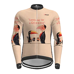 21Grams Men's Cycling Jersey Long Sleeve Winter Bike Jersey Top with 3 Rear Pockets Mountain Bike MTB Road Bike Cycling Quick Dry Breathability Soft Back Pocket Green Yellow Khaki Bird Polyester Lightinthebox