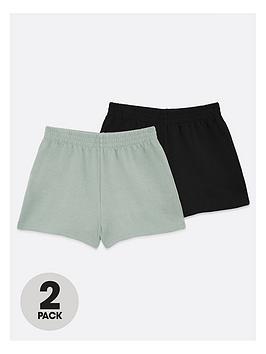 New Look 915 Girls 2 Pack Light Green And Black Jogger Shorts