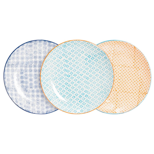 Patterned Dinner Plate Wedding Porcelain Kitchen Plates 3 Designs - 255mm x6