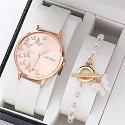 Wrist Watch Quartz Watch for Women's Analog Quartz Butterly Style Fashion Cartoon Casual Watch With Jewelry Alloy PU Leather Creative Butterfly Lightinthebox