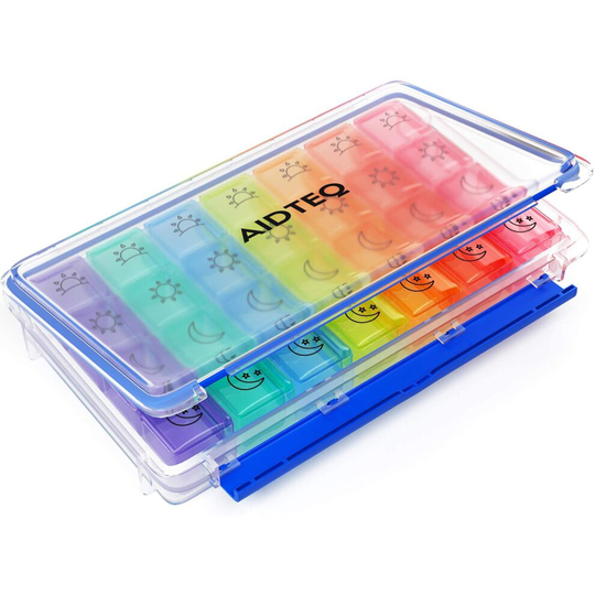 Aidteq Pill Supplement Storage Box Weekly Organiser Fitness Tablets