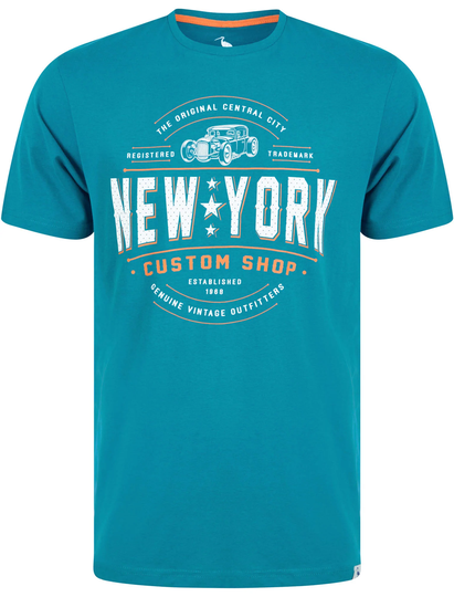T-Shirts NY Custom Motif Cotton Jersey T-Shirt in Ocean Depths - South Shore / S - Tokyo Laundry