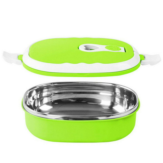 (Green) Food Warmer Box Kids School Lunch Box Thermal Insulated Food Container