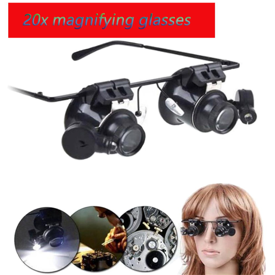 Eye Binocular Glasses Type Magnifier Watch Repair Tool With LED Lights