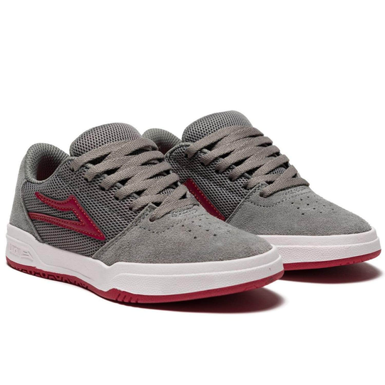 Lakai Youth Kids Brighton Skate Shoes - Grey/Red Suede