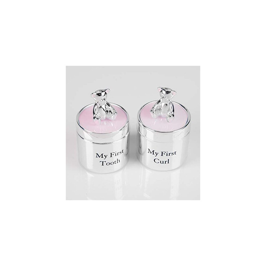 Bambino Silver Plated First Tooth & Curl Box Set - Pink