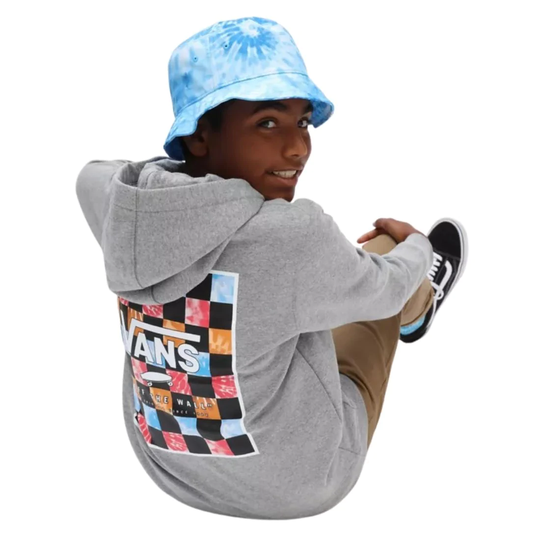 Vans Boys Print Box Back Kids Pullover Hoodie - Cement Heather/Tie Dye Block
