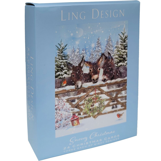 Traditional Snowy Christmas Box of 24 Assorted 8 Design Xmas Cards by Ling Design