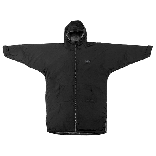Ocean and Earth Super Storm Hooded Zip Up Poncho - Black