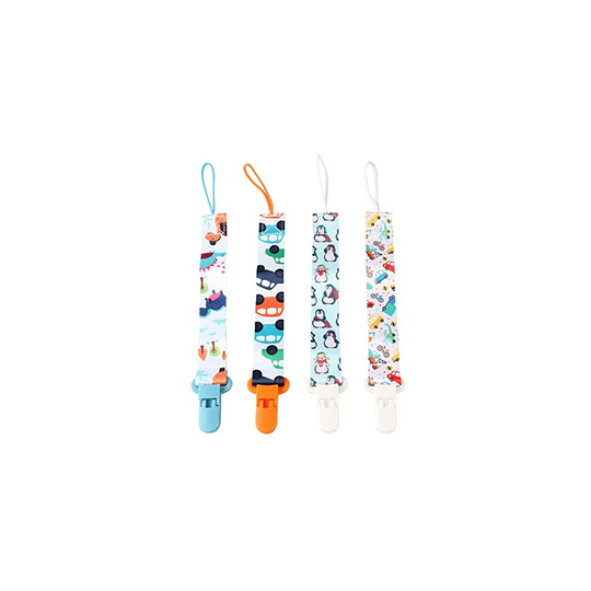 Zeayebsr Dummy Clip Boys, Pacifier Clips,Soother Clips, 4 Pack Pacifier Holders Leashes Set, Fits All Pacifiers Baby Teething Toys, Newborn Essen
