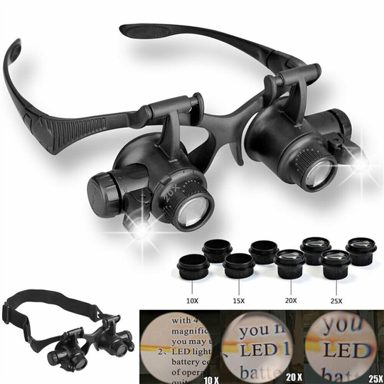 25X Magnifier Eye Glass Loupe Jeweler Watch Repair Kit With LED Light