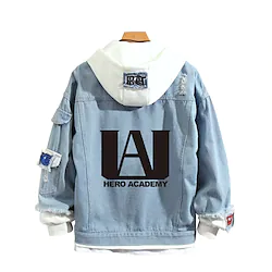 Inspired by My Hero Academia Deku letter Cartoon Manga Outerwear Anime Denim Graphic Outerwear For Men's Women's Unisex Adults' Hot Stamping Denim Lightinthebox