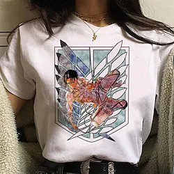 Inspired by Attack on Titan Cosplay Wings of Freedom Levi·Ackerman Cartoon Manga Back To School Print Harajuku Graphic Kawaii T-shirt For Men's Women's Adults' Hot Stamping Polyester / Cotton Blend Lightinthebox