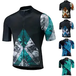 21Grams Men's Cycling Jersey Short Sleeve Bike Top with 3 Rear Pockets Mountain Bike MTB Road Bike Cycling Breathable Quick Dry Moisture Wicking Reflective Strips Black Blue Orange Graffiti Spandex Lightinthebox