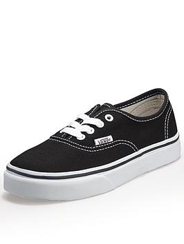 Vans Authentic Childrens Unisex Trainers-Black/White, Black, Size 13