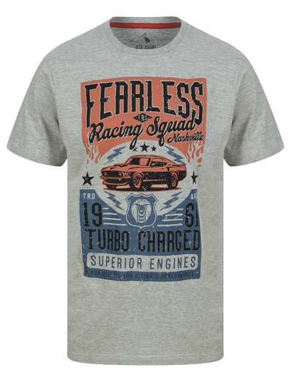 T-Shirts Fearless Motif Cotton Jersey T-Shirt in Light Grey Marl - South Shore / M - Tokyo Laundry