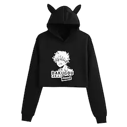 Inspired by My Hero Academia / Boku No Hero Bakugou Katsuki Crop Top Hoodie Cartoon Manga Print Cat Ear Harajuku Graphic Crop Top For Women's Adults' Hot Stamping Polyster Lightinthebox