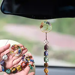 Tree of Life Chakra Stones Healing Crystals Feng Shui Hanging Ornament 7 Chakra Wall Ornament Meditation Hanging Car Ornament Window Ornament for Home Decor Party Decor Lightinthebox