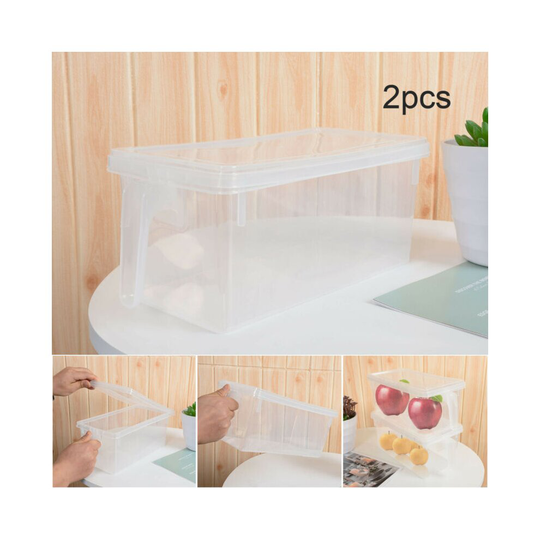 2X Fridge Box Holder Lid Kitchen Organiser Storage Container