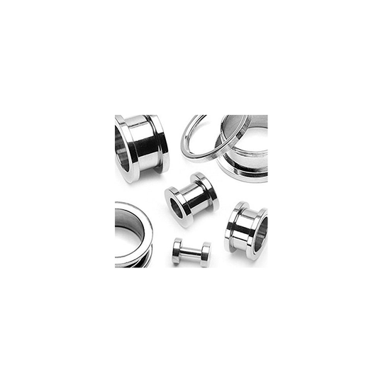 (12MM) Surgical Steel Screw Fit Hollow Ear Tunnel Saddle Plug Piercing Finest Quality Materials