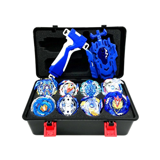 (Blue) 8pcs Gyro Burst Beyblade Set With Launcher And Box