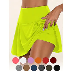 Women's Tennis Skirts Yoga Shorts Yoga Skirt 2 in 1 Seamless Quick Dry Lightweight Yoga Fitness Gym Workout Skort Bottoms Dark Gray White Black Plus Size Sports Activewear Stretchy Loose / Athletic Lightinthebox