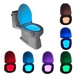Cool Gift LED Toilet Seat Night Light Bathroom Bowl Motion Activated Detection Sensor 8-Color Changing Waterproof Washroom for Adult Kid Lightinthebox
