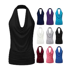 Women's Halter Neck Yoga Top Tank Top Summer Open Back Solid Color Purple Fuchsia Yoga Fitness Gym Workout Top Sleeveless Sport Activewear Quick Dry Breathable Comfortable Stretchy Lightinthebox