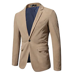 Men's Blazer Sport Jacket Sport Coat Breathable Quick Dry Casual Party Favor Single Breasted Lapel Casual Daily Minimalism Jacket Outerwear Stripes and Plaid Quick Dry Wine Khaki Gray / Winter / Fall Lightinthebox