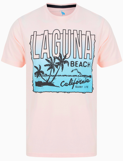 T-Shirts Laguna Motif Cotton Jersey T-Shirt in Blushing Pink - South Shore / S - Tokyo Laundry