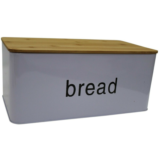 Light Purple Bread Bin Bread Crock with Bamboo Lid Can Be Used Chopping Board