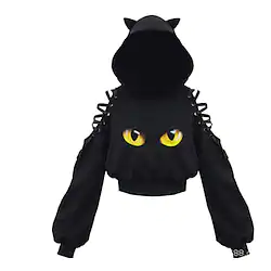 Inspired by Animal Cat Hoodie Crop Top cat ears Anime Cat Ear Crop Top For Men's Women's Unisex Adults' Hot Stamping 100% Polyester Lightinthebox