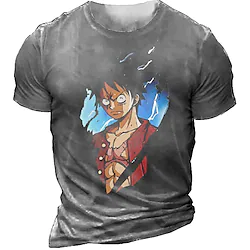 Inspired by One Piece Monkey D. Luffy T-shirt Cartoon Manga Anime Classic Retro Vintage T-shirt For Men's Adults' 3D Print 100% Polyester Lightinthebox