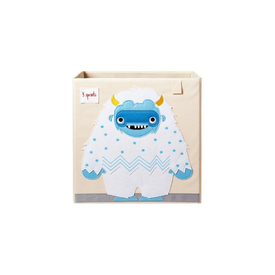 3 Sprouts Multipurpose Kids Storage Toy Box Foldable Organizer Cube Bin, Yeti