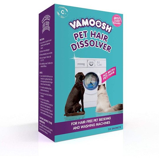 Vamoosh Pet Hair Dissolver- Pet Hair Remover for Washing Machines, 3x100g (1 box), Dissolves Dog Hair, Cat Hair, Animal Hair, Cleans Pet Bed