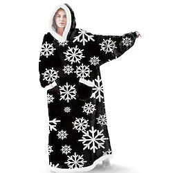 Adults' Oversized Hoodie Blanket Wearable Blanket With Pocket Cartoon Snowflake Onesie Pajamas Flannel Cosplay For Men and Women Christmas Animal Sleepwear Cartoon Festival / Holiday Costumes Lightinthebox