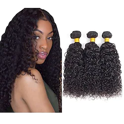 3 Bundles Hair Weaves Indian Hair Kinky Curly Human Hair Extensions Remy Human Hair 100% Remy Hair Weave Bundles 300 g Natural Color Hair Weaves / Hair Bulk Human Hair Extensions 8-28 inch Natural Lightinthebox