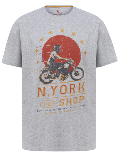 T-Shirts New York Chop Shop Motif Cotton Jersey T-Shirt in Light Grey Marl - South Shore / S - Tokyo Laundry
