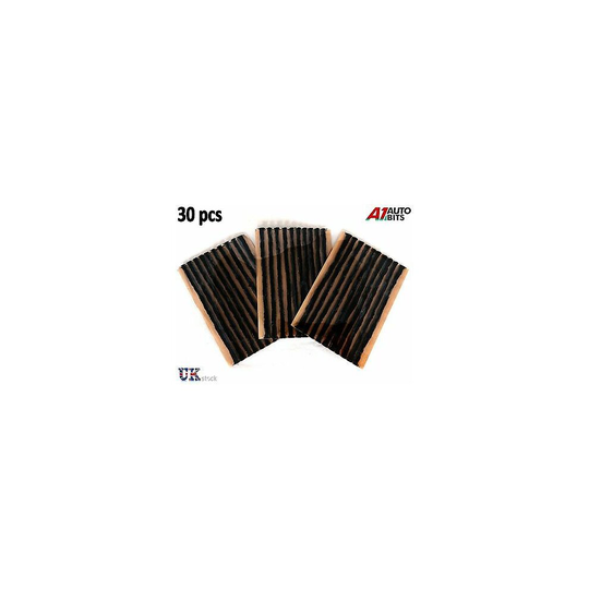 THICK BLACK TUBELESS TYRE REPAIR KIT INSERTS PLUGS STRINGS 4" x 30 STRIPS